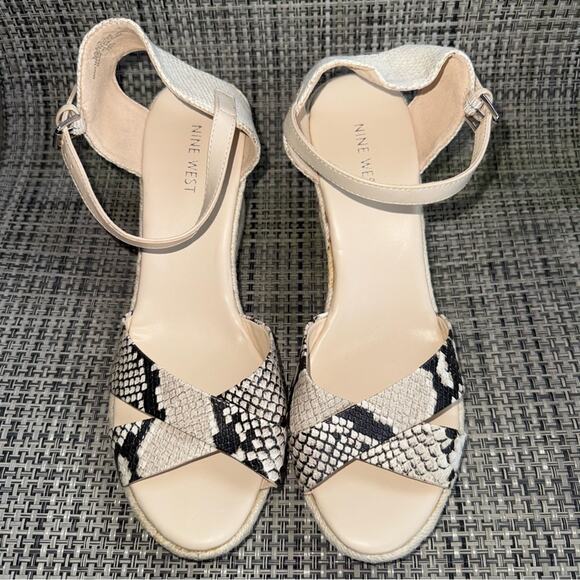 Nine West Joydyn8 Espadrille Wedge Sandals - Snake Skin - Size 11 - Picture 5 of 10